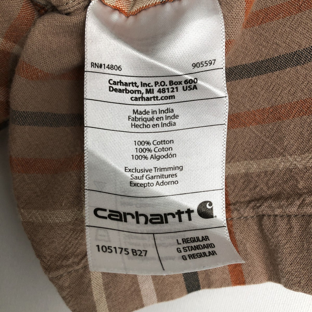 Carhartt Loose Fit Check Pattern Button-down Short Sleeve Work Shirt, Men's Size L cotton cheek Vintage Second Hand