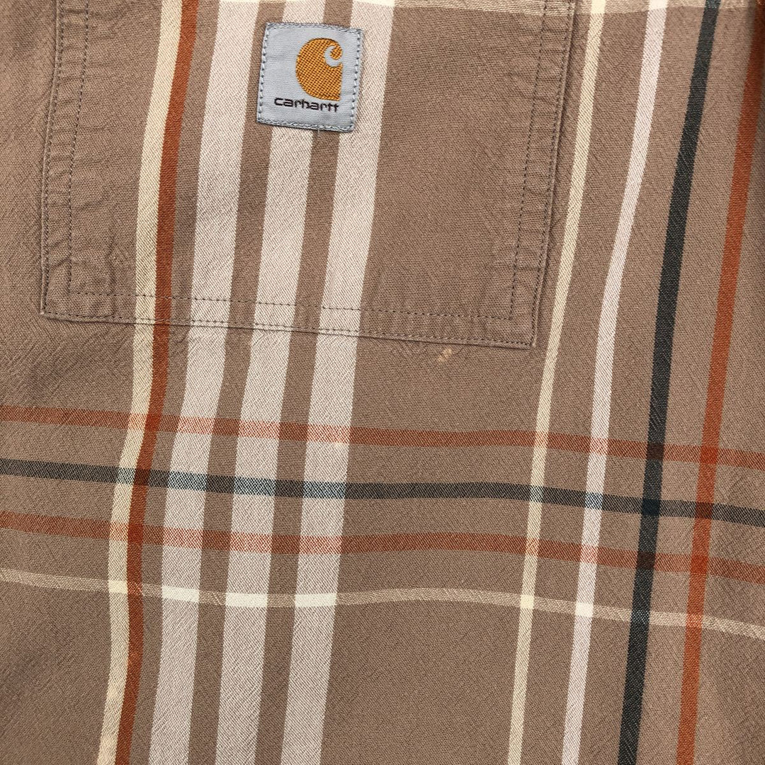 Carhartt Loose Fit Check Pattern Button-down Short Sleeve Work Shirt, Men's Size L cotton cheek Vintage Second Hand