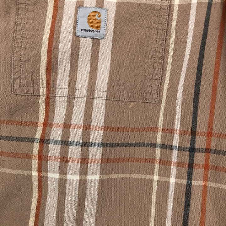 Carhartt Loose Fit Check Pattern Button-down Short Sleeve Work Shirt, Men's Size L cotton cheek Vintage Second Hand