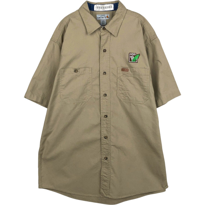 Carhartt short sleeve work shirt, size L for men unclear Khaki type beige Vintage Second Hand