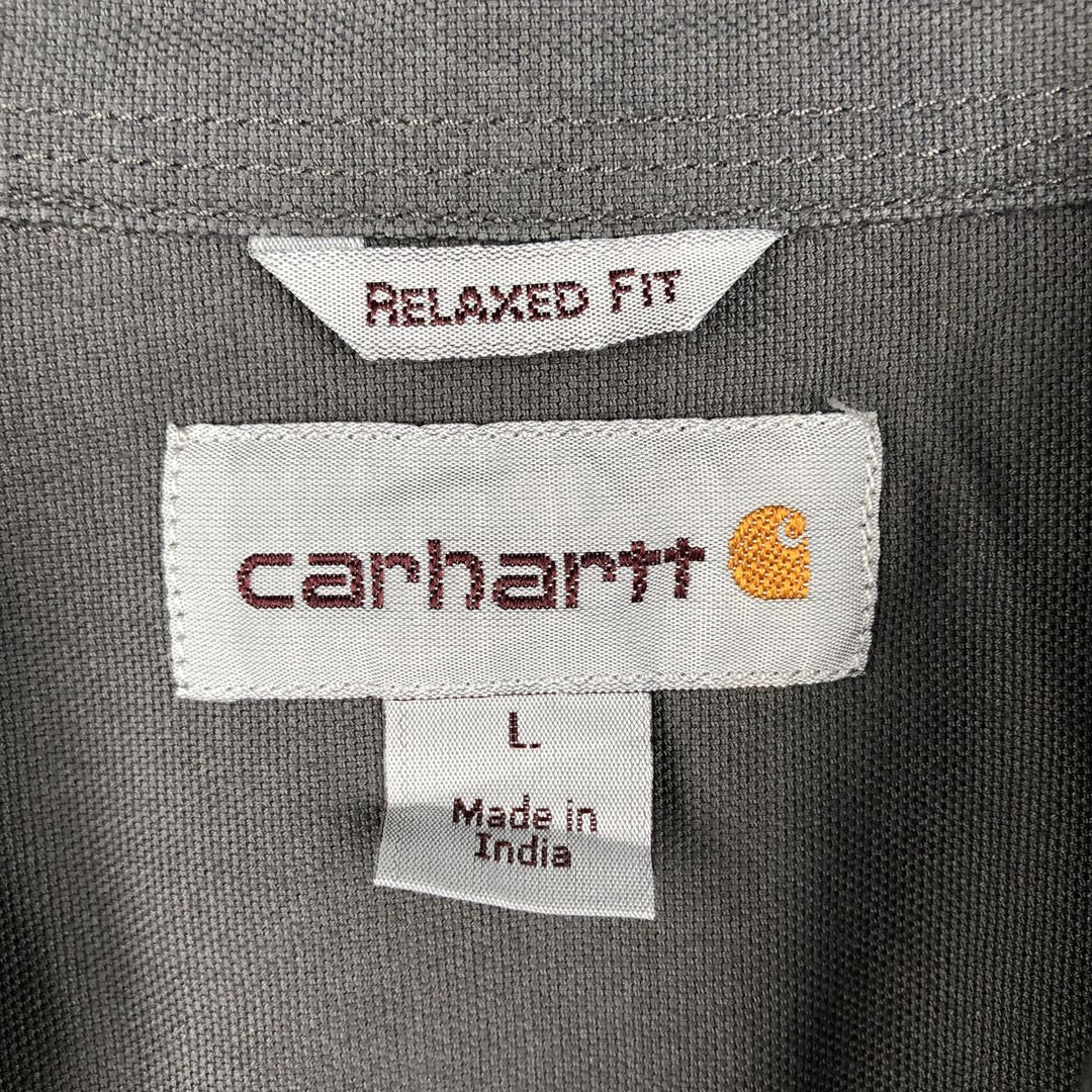Carhartt Relaxed Fit Button-down Short Sleeve Work Shirt, Men's Size L cotton Charcoal Vintage Second Hand