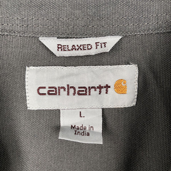 Carhartt Relaxed Fit Button-down Short Sleeve Work Shirt, Men's Size L cotton Charcoal Vintage Second Hand