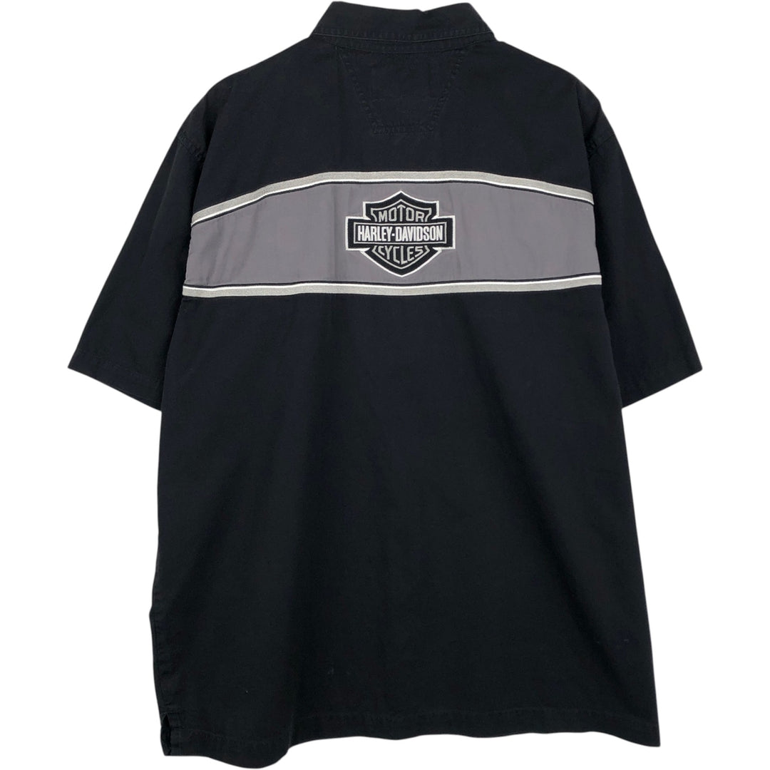Harley-Davidson Short Sleeve Work Shirt Box Shirt Men's XL cotton black type Vintage Second Hand