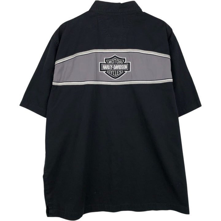 Harley-Davidson Short Sleeve Work Shirt Box Shirt Men's XL cotton black type Vintage Second Hand