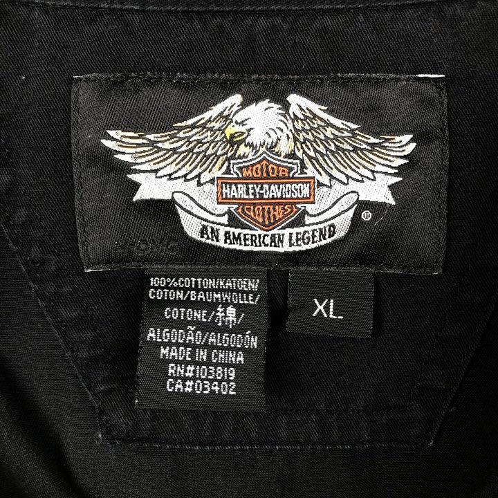 Harley-Davidson Short Sleeve Work Shirt Box Shirt Men's XL cotton black type Vintage Second Hand