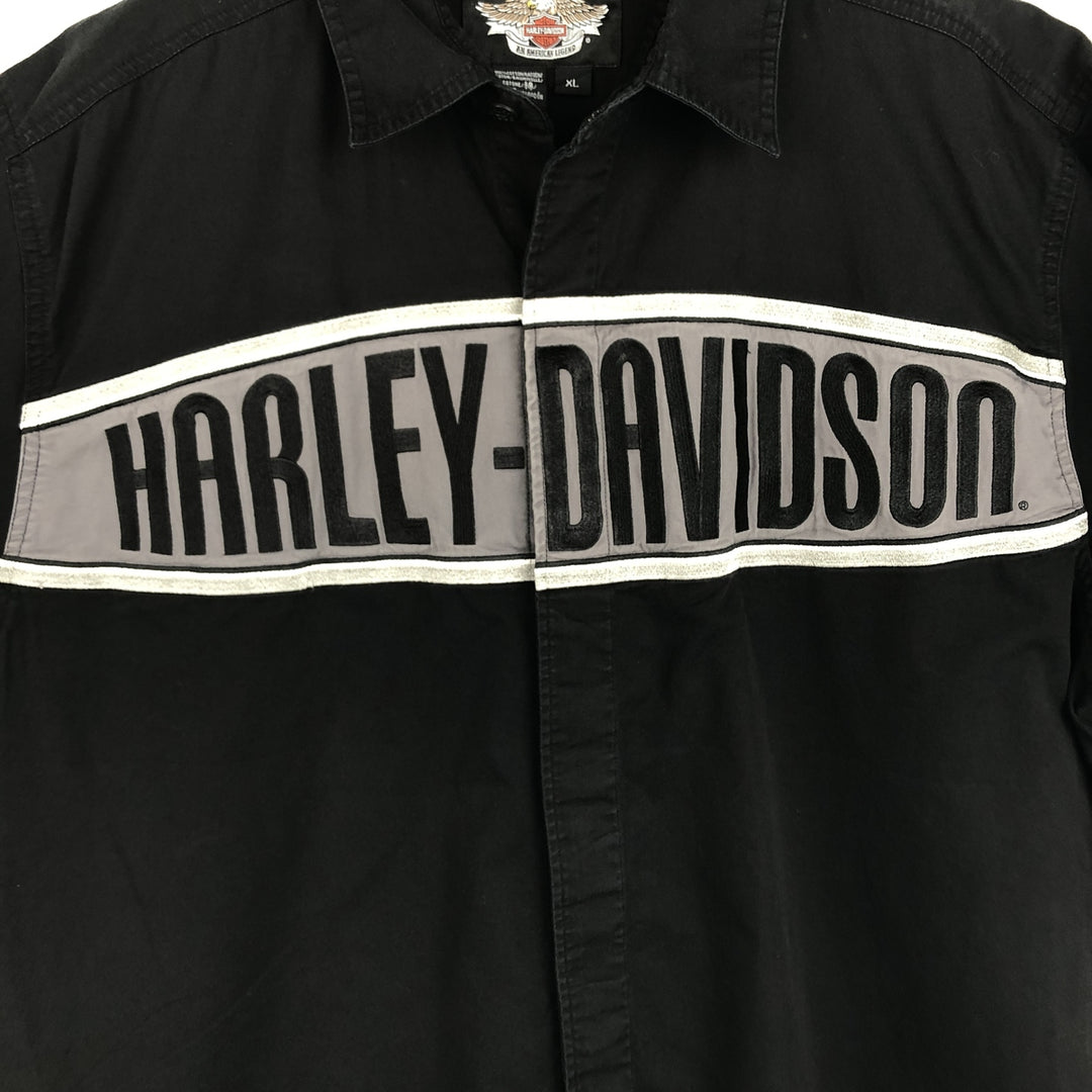 Harley-Davidson Short Sleeve Work Shirt Box Shirt Men's XL cotton black type Vintage Second Hand