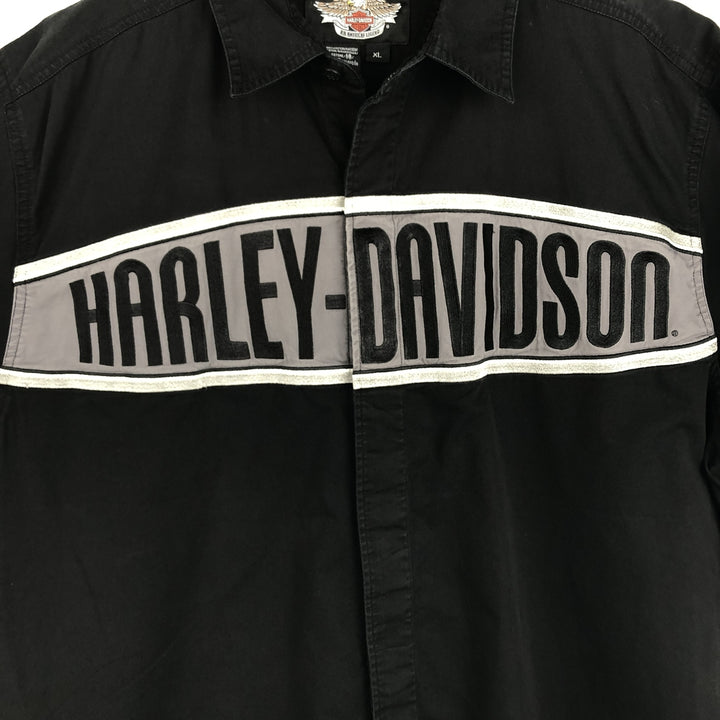 Harley-Davidson Short Sleeve Work Shirt Box Shirt Men's XL cotton black type Vintage Second Hand