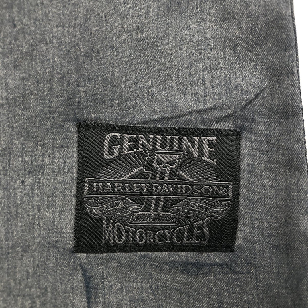Harley-Davidson Back Logo Hidden Button-Down Short-Sleeve Work Shirt, Men's Size XL (approx.) cotton Charcoal Vintage Second Hand