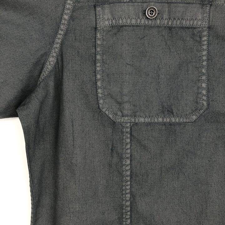 Harley-Davidson Back Logo Hidden Button-Down Short-Sleeve Work Shirt, Men's Size XL (approx.) cotton Charcoal Vintage Second Hand