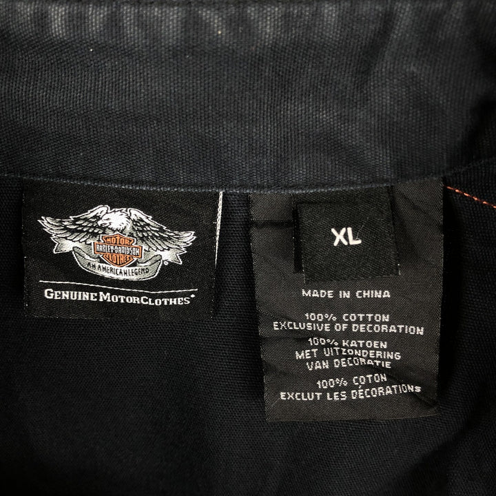 Harley-Davidson Skull Pattern Hidden Button Down Short Sleeve Work Shirt Men's XL cotton black type Vintage Second Hand