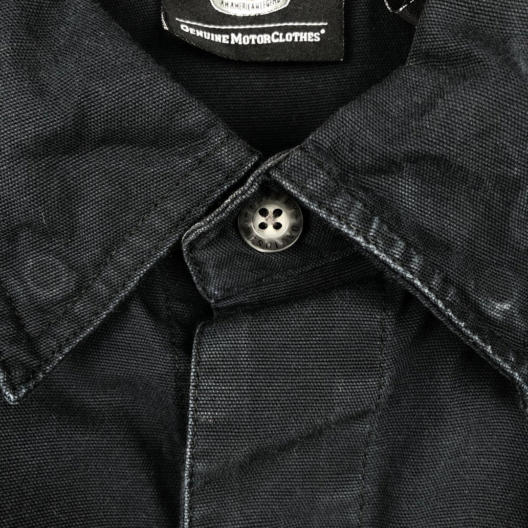 Harley-Davidson Skull Pattern Hidden Button Down Short Sleeve Work Shirt Men's XL cotton black type Vintage Second Hand