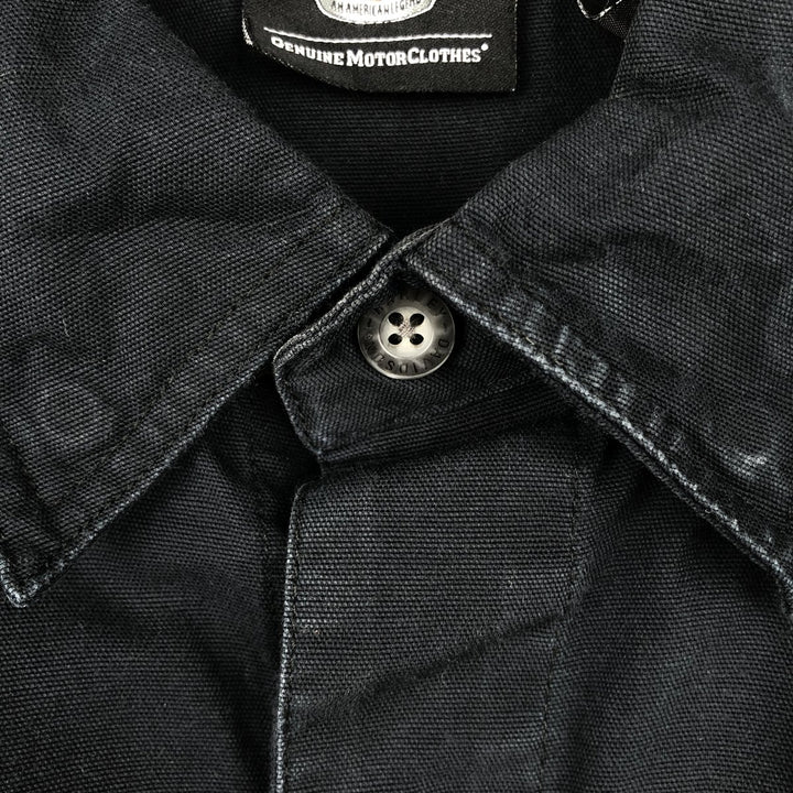 Harley-Davidson Skull Pattern Hidden Button Down Short Sleeve Work Shirt Men's XL cotton black type Vintage Second Hand