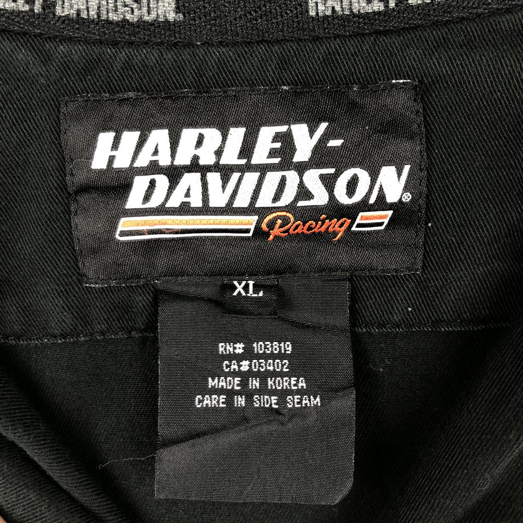 Harley-Davidson Eagle Pattern Open Collar Short Sleeve Work Shirt Box Shirt Men's XL Equivalent cotton black type Vintage Second Hand