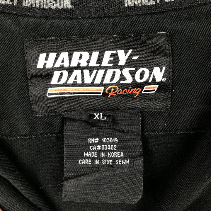 Harley-Davidson Eagle Pattern Open Collar Short Sleeve Work Shirt Box Shirt Men's XL Equivalent cotton black type Vintage Second Hand