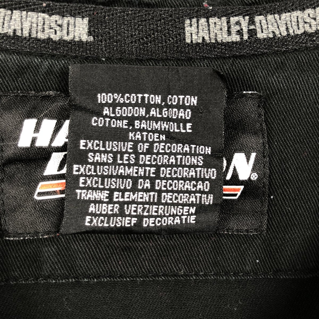 Harley-Davidson Eagle Pattern Open Collar Short Sleeve Work Shirt Box Shirt Men's XL Equivalent cotton black type Vintage Second Hand