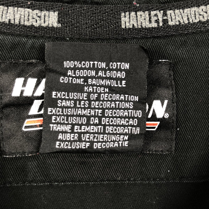 Harley-Davidson Eagle Pattern Open Collar Short Sleeve Work Shirt Box Shirt Men's XL Equivalent cotton black type Vintage Second Hand