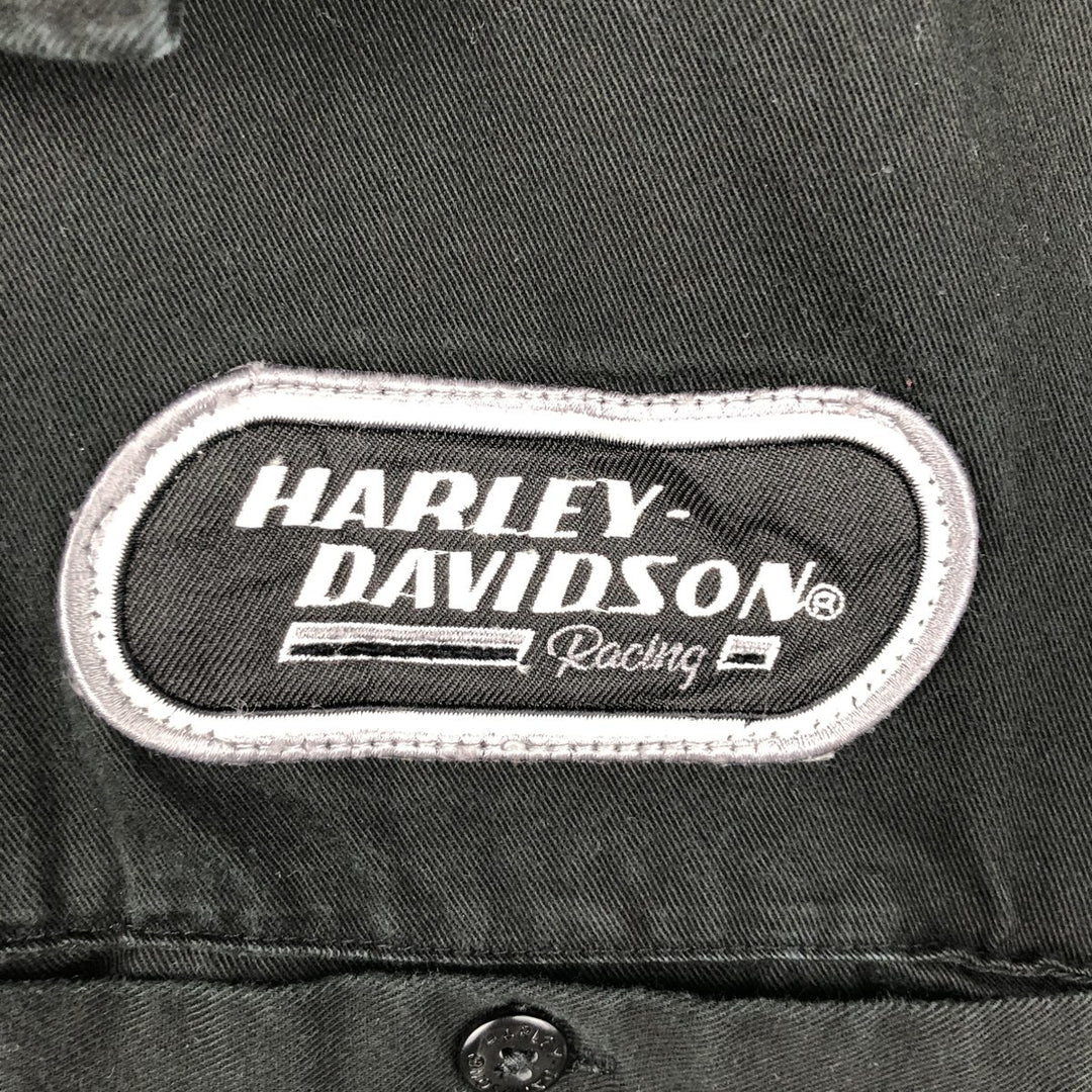 Harley-Davidson Eagle Pattern Open Collar Short Sleeve Work Shirt Box Shirt Men's XL Equivalent cotton black type Vintage Second Hand