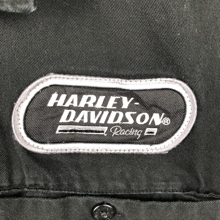 Harley-Davidson Eagle Pattern Open Collar Short Sleeve Work Shirt Box Shirt Men's XL Equivalent cotton black type Vintage Second Hand