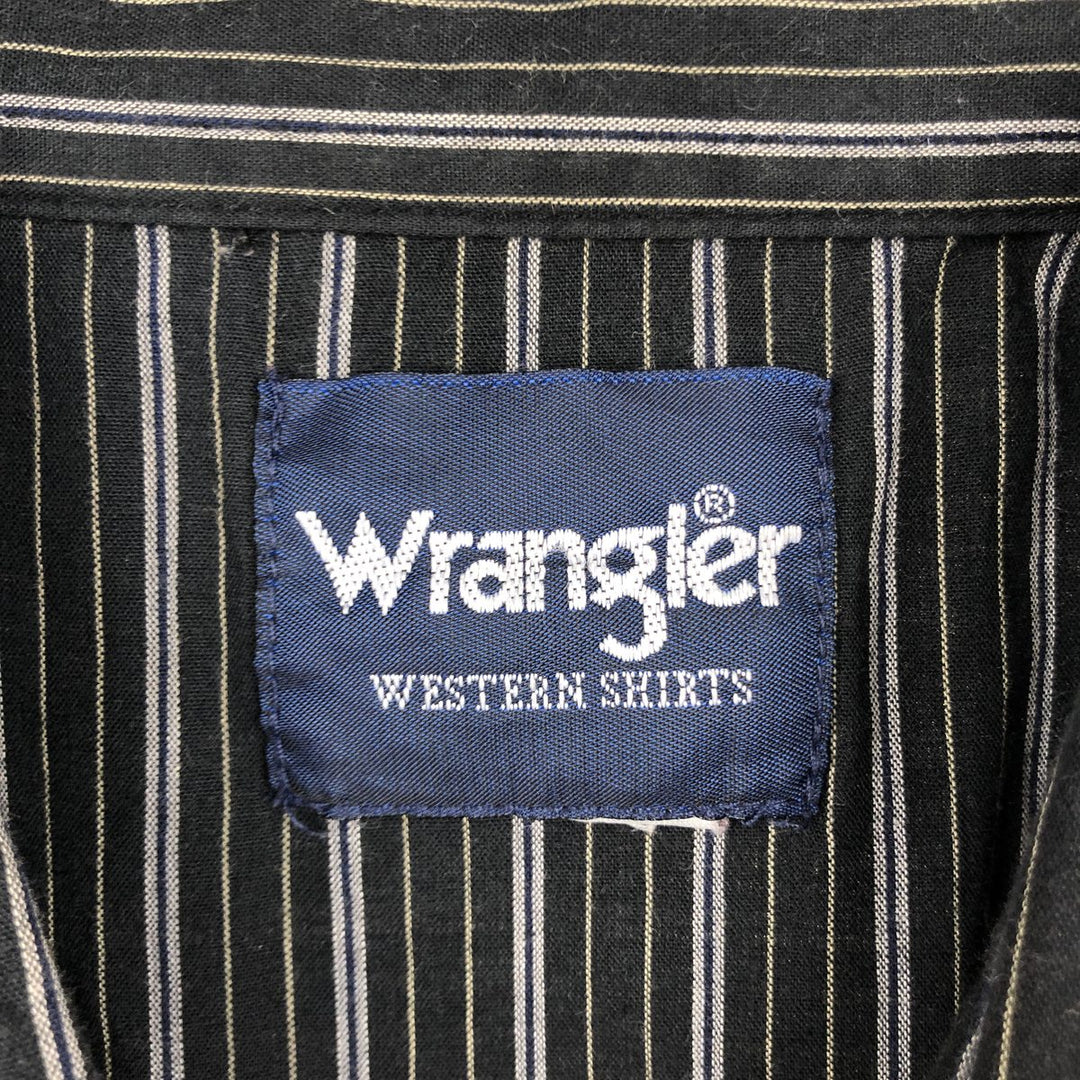 90'S Wrangler Stripe Pattern Short-Sleeve Western Shirt, Men's Size XL (Vintage) unclear black type Vintage Second Hand