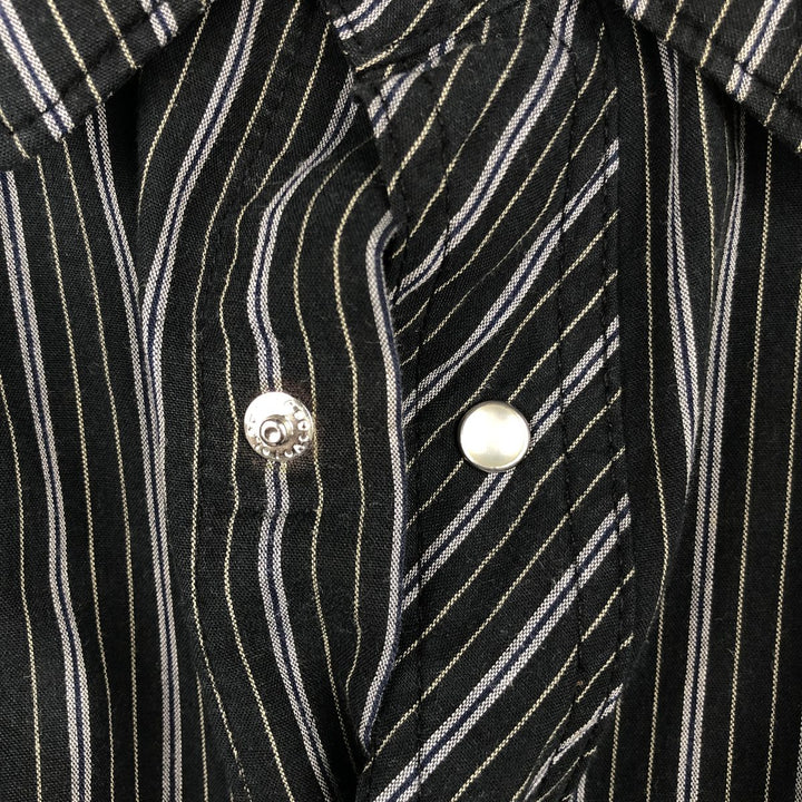 90'S Wrangler Stripe Pattern Short-Sleeve Western Shirt, Men's Size XL (Vintage) unclear black type Vintage Second Hand