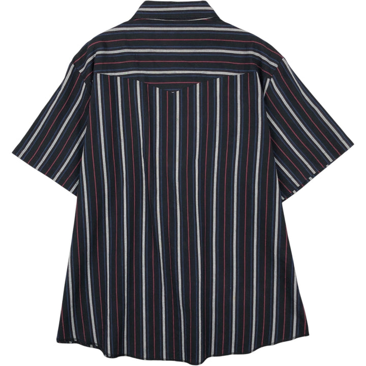 Wrangler Stripe Pattern Multi-Stripe Short-Sleeve Western Shirt, Men's Size XL (approx.) unclear black type Vintage Second Hand