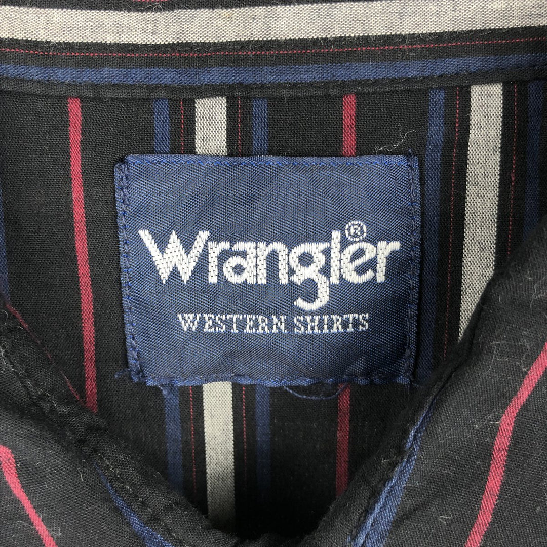 Wrangler Stripe Pattern Multi-Stripe Short-Sleeve Western Shirt, Men's Size XL (approx.) unclear black type Vintage Second Hand