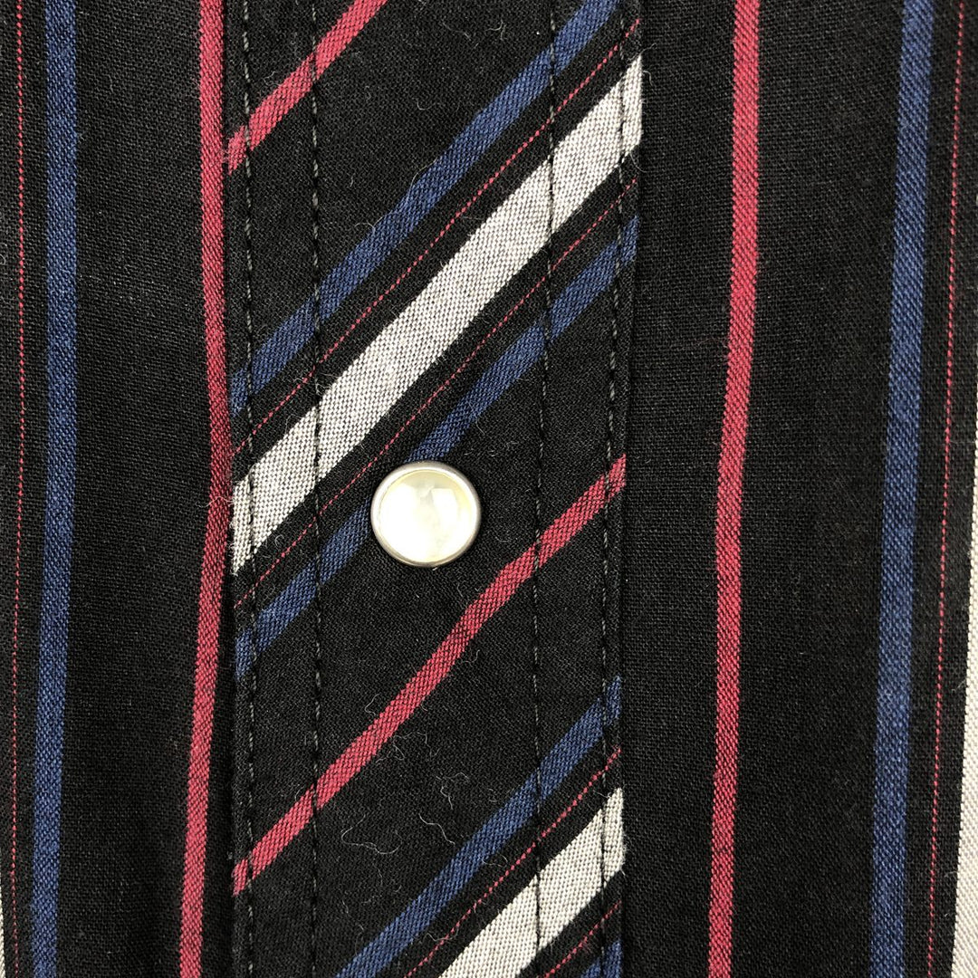 Wrangler Stripe Pattern Multi-Stripe Short-Sleeve Western Shirt, Men's Size XL (approx.) unclear black type Vintage Second Hand