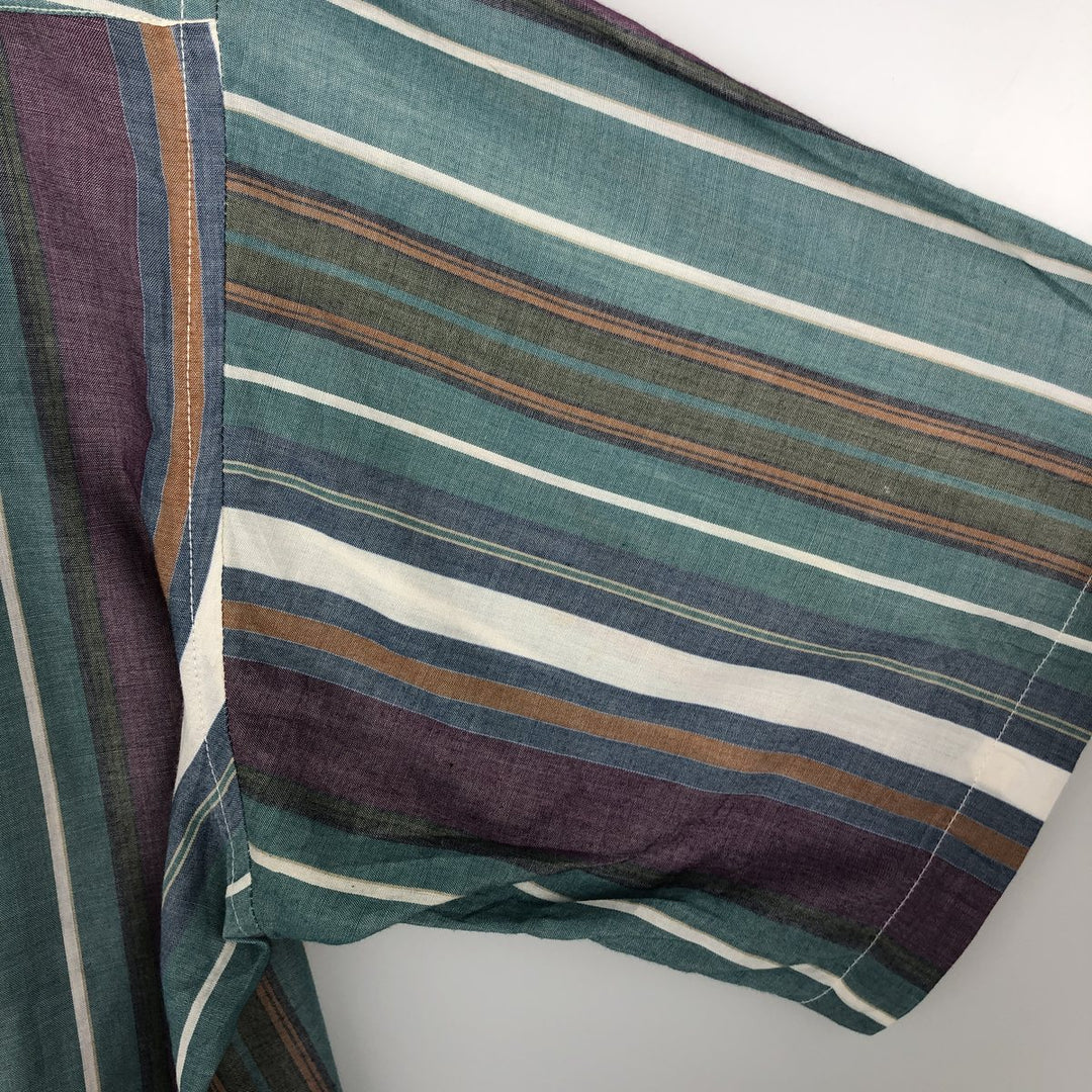 80s-90'S Wrangler Stripe Pattern Multi-Striped Short-Sleeve Western Shirt, Men's XL (approx.), Vintage unclear green type Vintage Second Hand