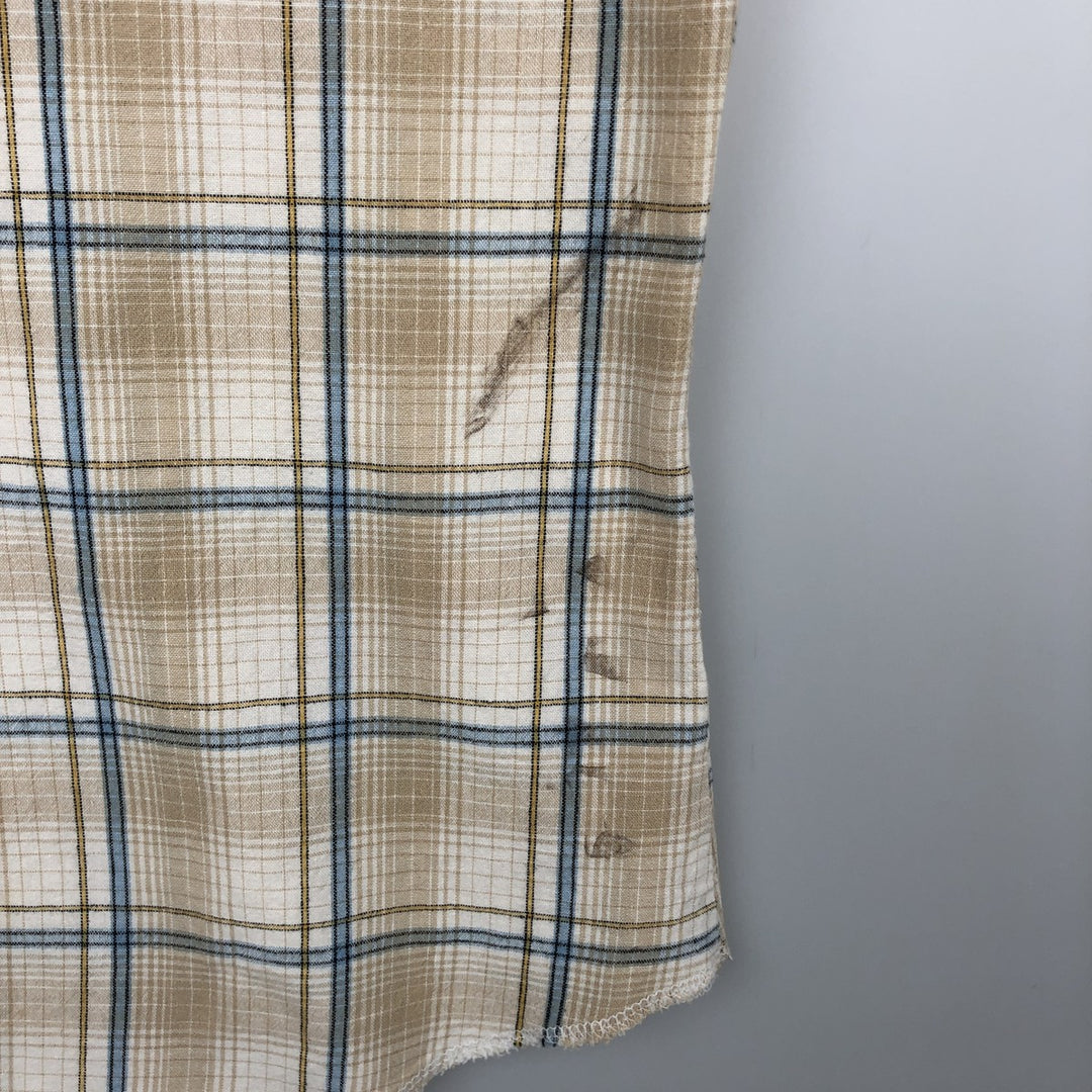 80s-90'S Wrangler Check Pattern Short-Sleeve Western Shirt, Men's Size M (approx.) cotton Beige type Vintage Second Hand