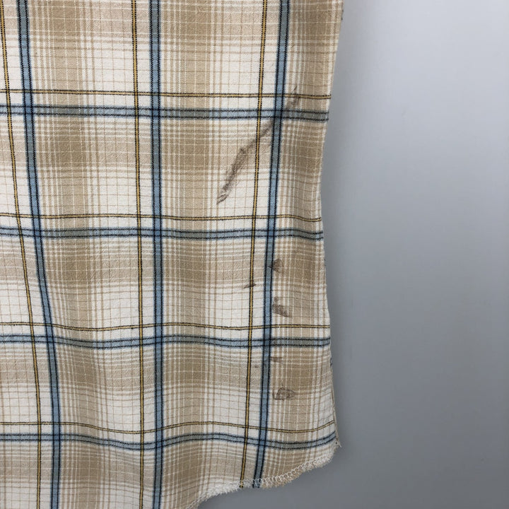 80s-90'S Wrangler Check Pattern Short-Sleeve Western Shirt, Men's Size M (approx.) cotton Beige type Vintage Second Hand