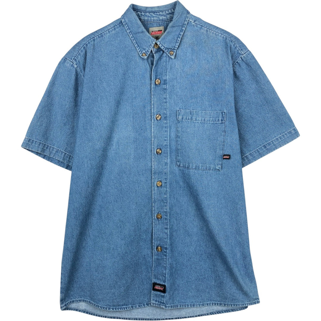 Dickies short-sleeved button-down denim shirt, men's size M (approx.) cotton blue type Vintage Second Hand