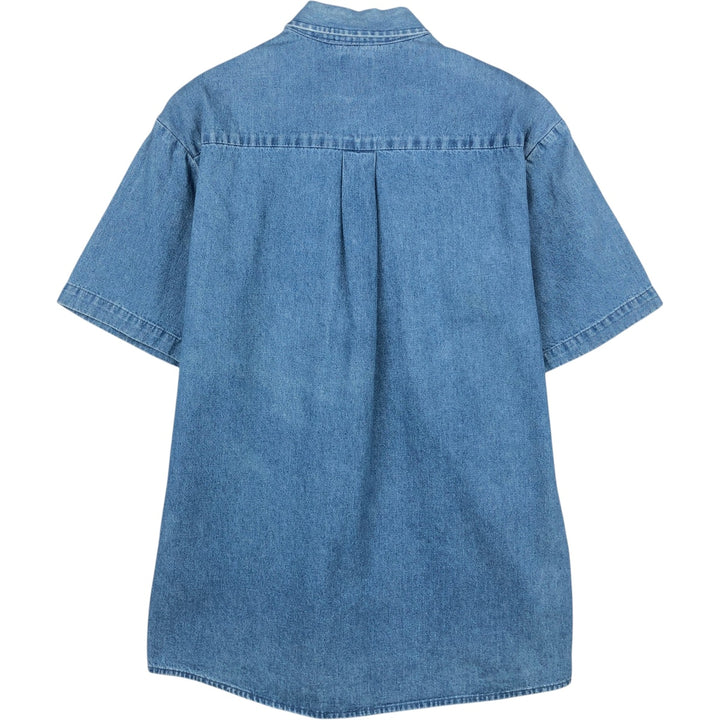 Dickies short-sleeved button-down denim shirt, men's size M (approx.) cotton blue type Vintage Second Hand