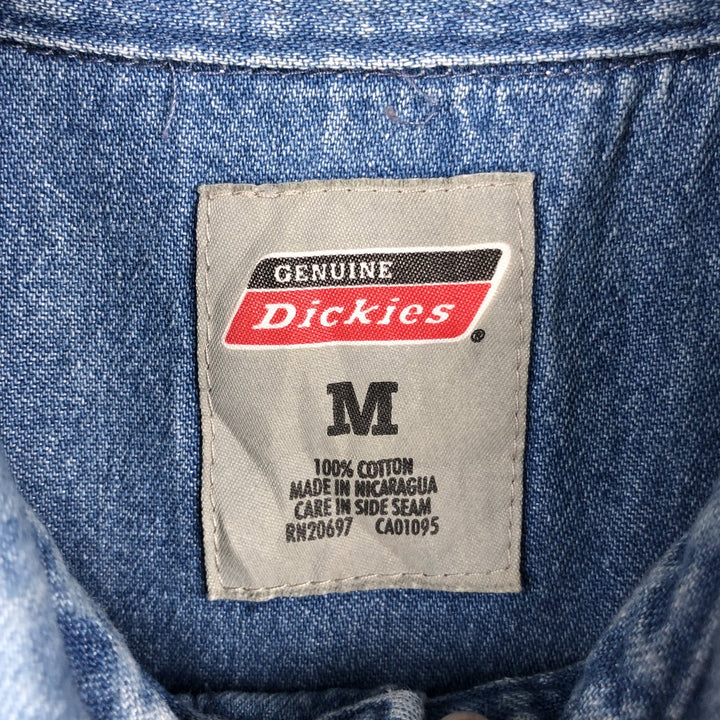 Dickies short-sleeved button-down denim shirt, men's size M (approx.) cotton blue type Vintage Second Hand