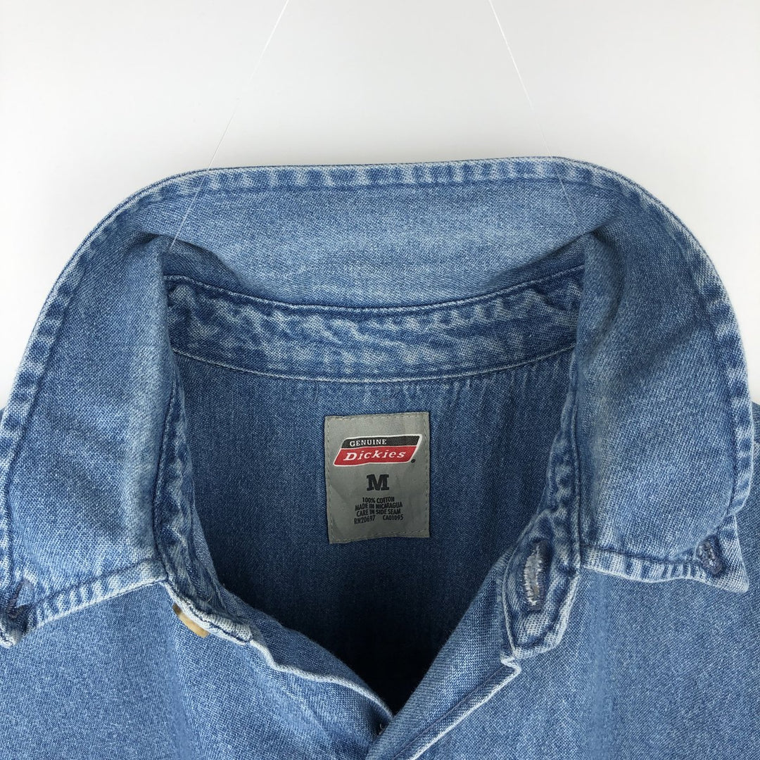 Dickies short-sleeved button-down denim shirt, men's size M (approx.) cotton blue type Vintage Second Hand
