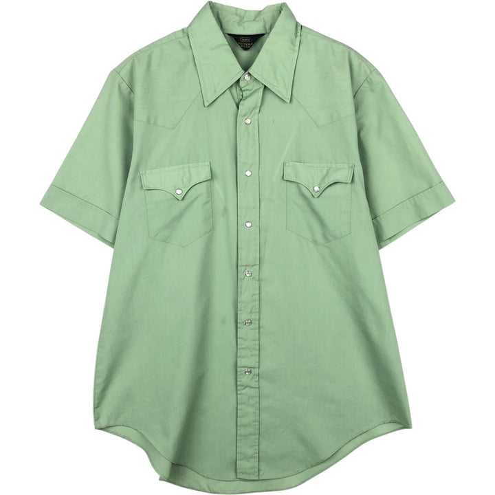 Sears Short-Sleeve Western Shirt, Men's Size XL (approx.) unclear green type yellow green Vintage Second Hand