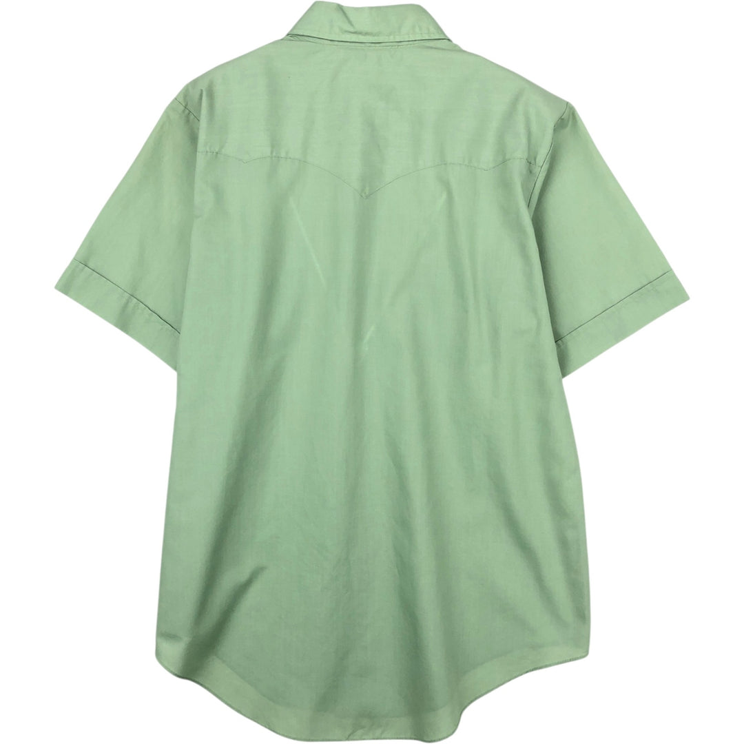 Sears Short-Sleeve Western Shirt, Men's Size XL (approx.) unclear green type yellow green Vintage Second Hand
