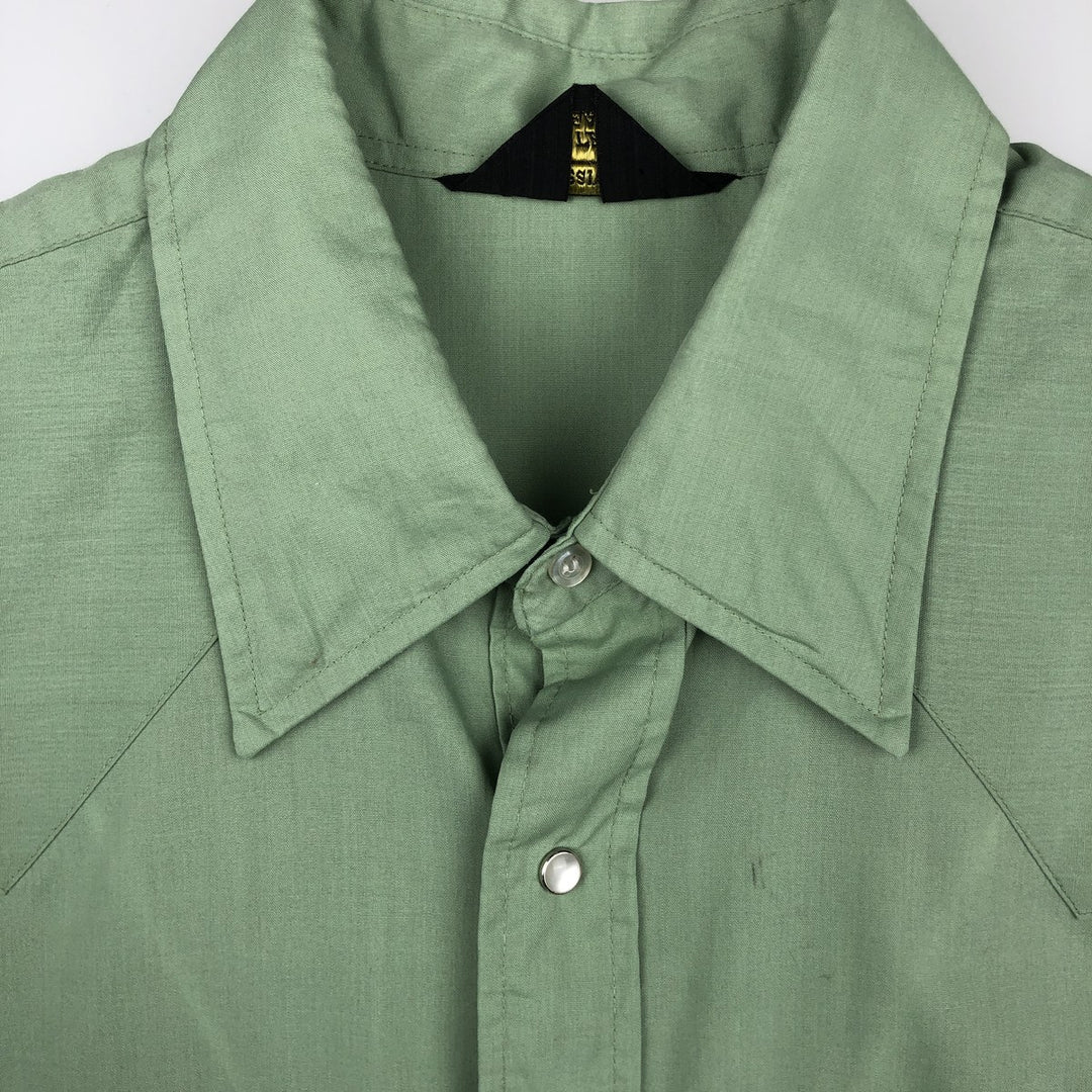 Sears Short-Sleeve Western Shirt, Men's Size XL (approx.) unclear green type yellow green Vintage Second Hand