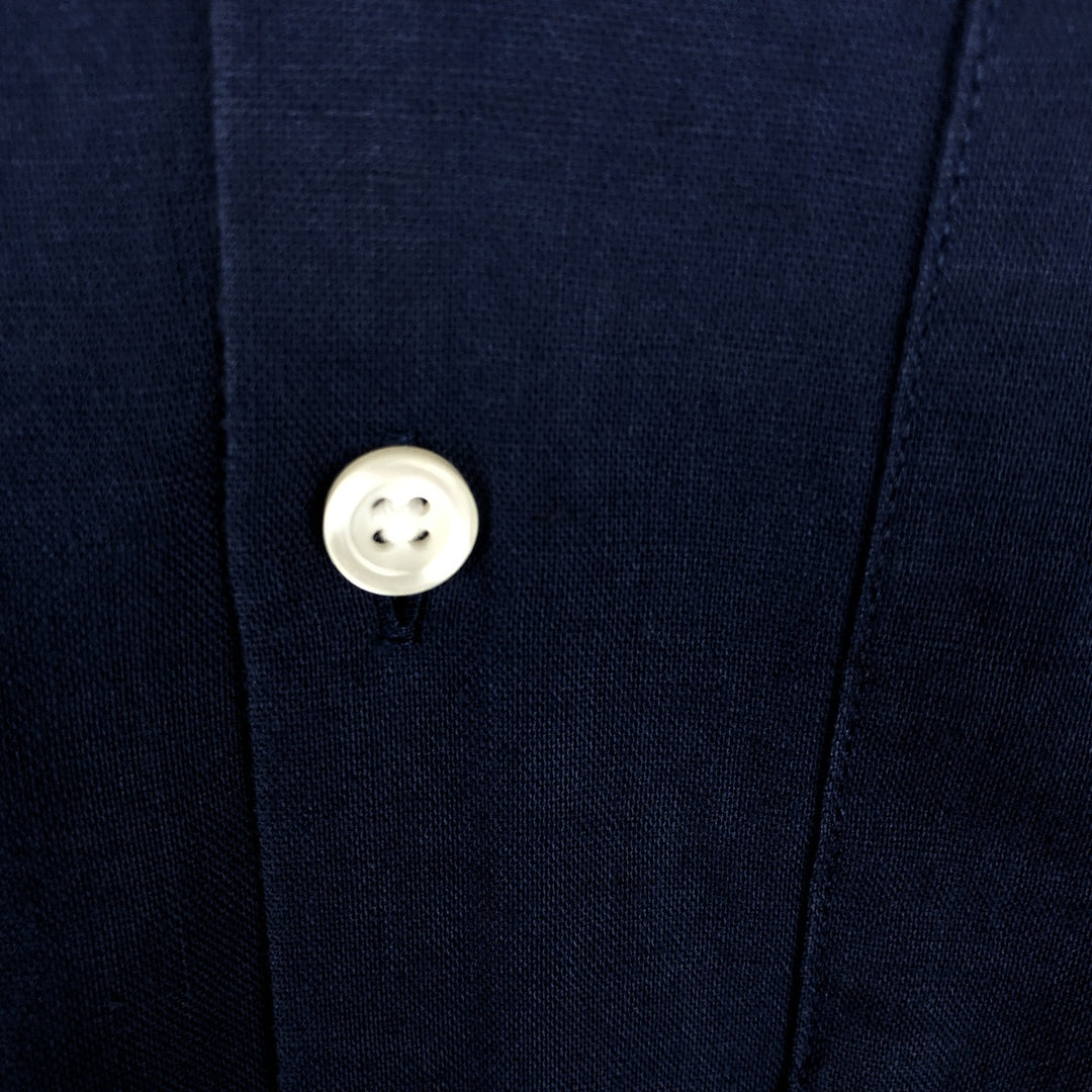 GAP Short-Sleeve Open-Collar Cotton x Linen Shirt, Boxy Fit, Men's Size S (approx.) linen navy blue type Vintage Second Hand