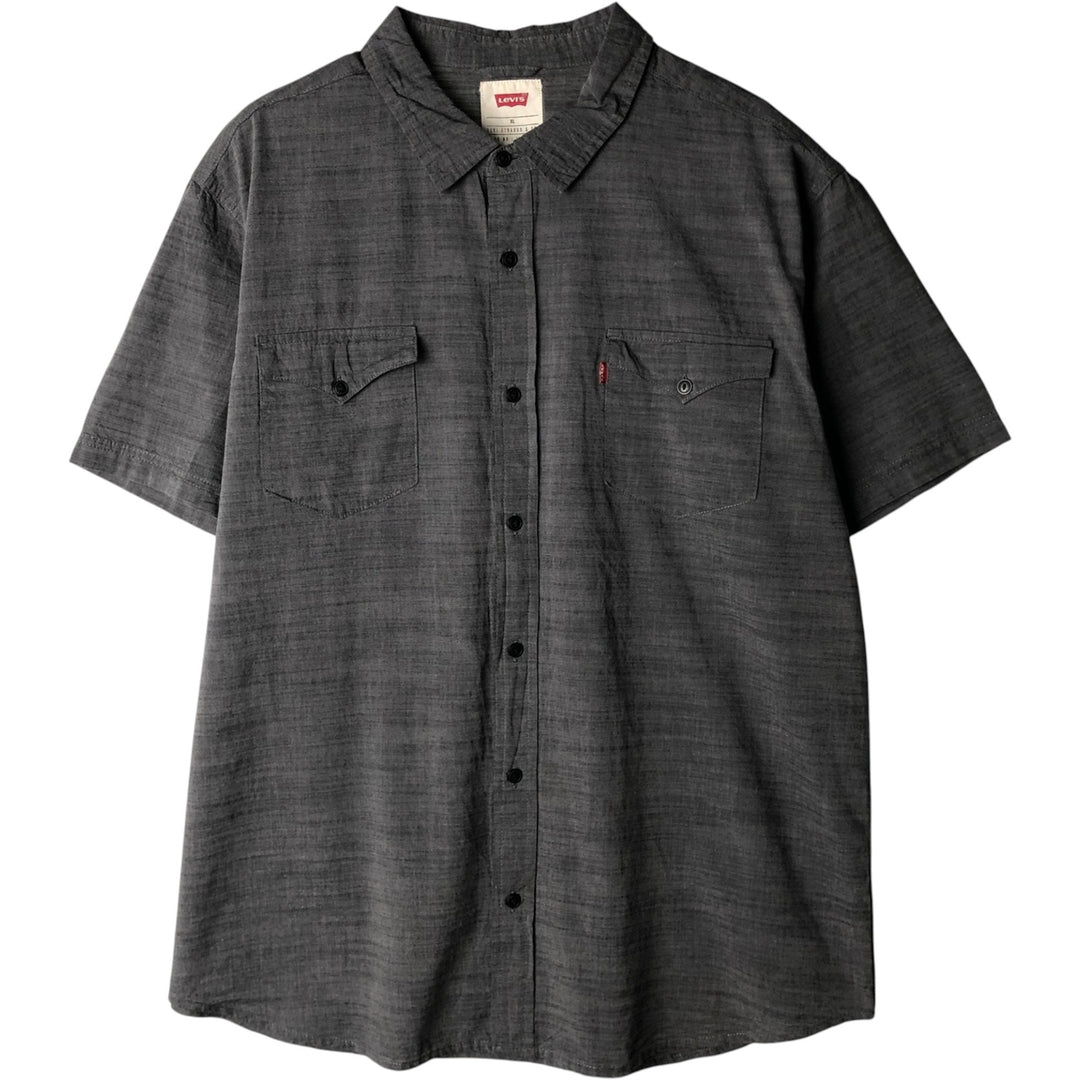 Levi's Short-Sleeve Chambray Shirt, Men's Size XL (approx.) cotton Charcoal Vintage Second Hand
