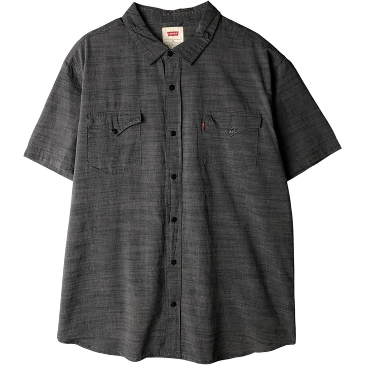 Levi's Short-Sleeve Chambray Shirt, Men's Size XL (approx.) cotton Charcoal Vintage Second Hand