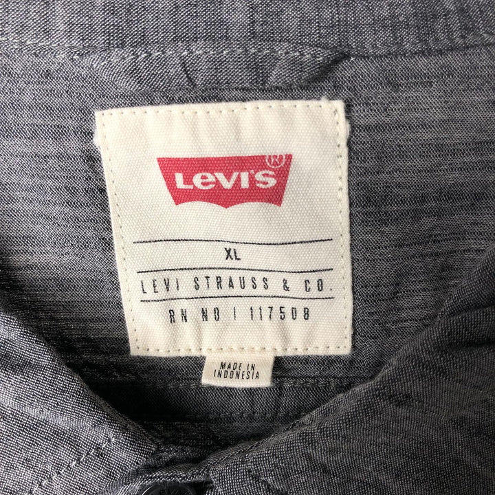 Levi's Short-Sleeve Chambray Shirt, Men's Size XL (approx.) cotton Charcoal Vintage Second Hand