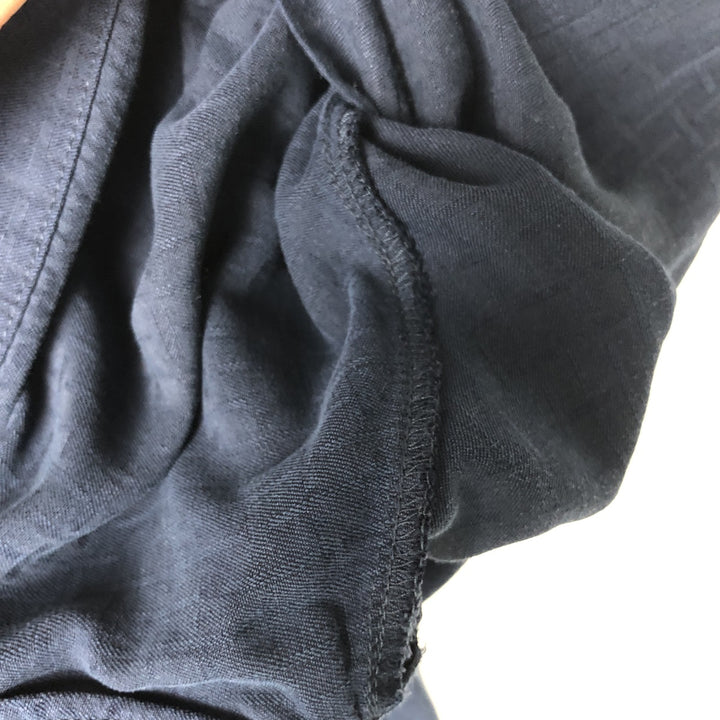 Caribbean short sleeve open collar silk shirt box shirt men's XL size silk navy blue type Vintage Second Hand