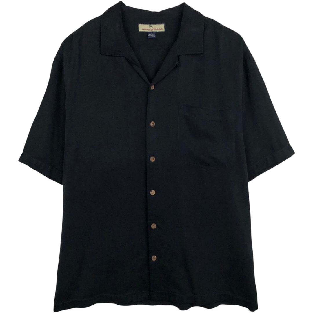 Tommy Bahama short sleeve open collar silk shirt, box shirt, men's size L silk black type Vintage Second Hand
