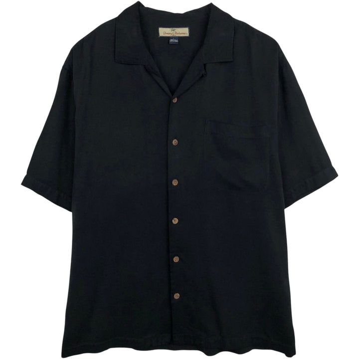 Tommy Bahama short sleeve open collar silk shirt, box shirt, men's size L silk black type Vintage Second Hand