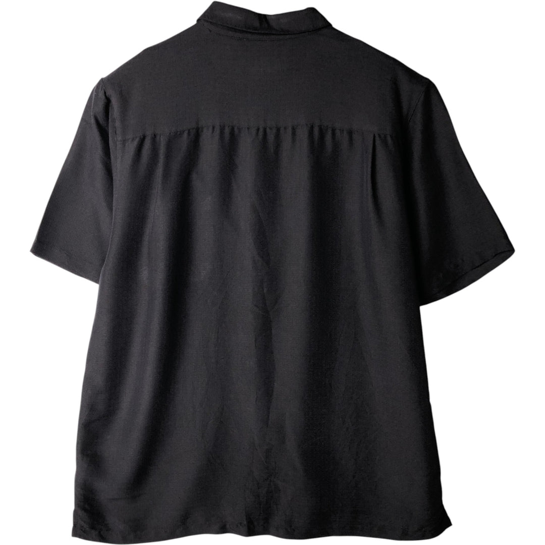 Joe Marlin COMFORT FIT Short-Sleeve Rayon Box Shirt (Men's Size L) Rayon black type Vintage Second Hand