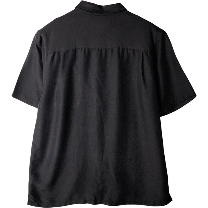 Joe Marlin COMFORT FIT Short-Sleeve Rayon Box Shirt (Men's Size L) Rayon black type Vintage Second Hand