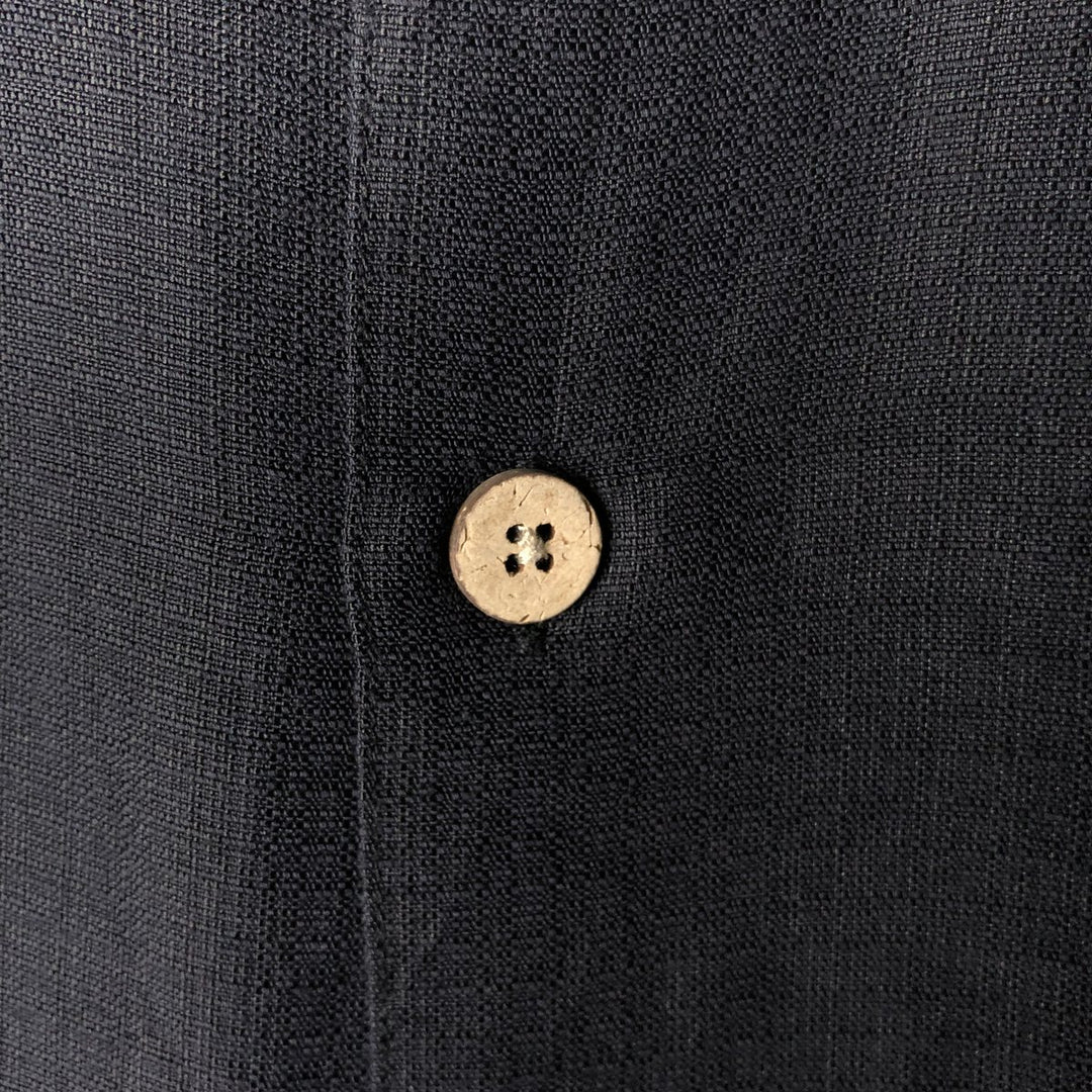 Joe Marlin COMFORT FIT Short-Sleeve Rayon Box Shirt (Men's Size L) Rayon black type Vintage Second Hand