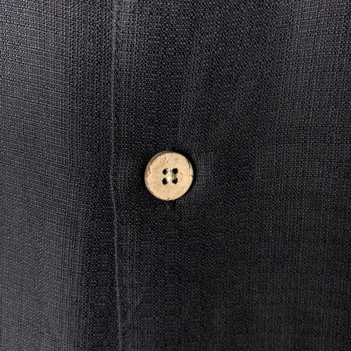 Joe Marlin COMFORT FIT Short-Sleeve Rayon Box Shirt (Men's Size L) Rayon black type Vintage Second Hand