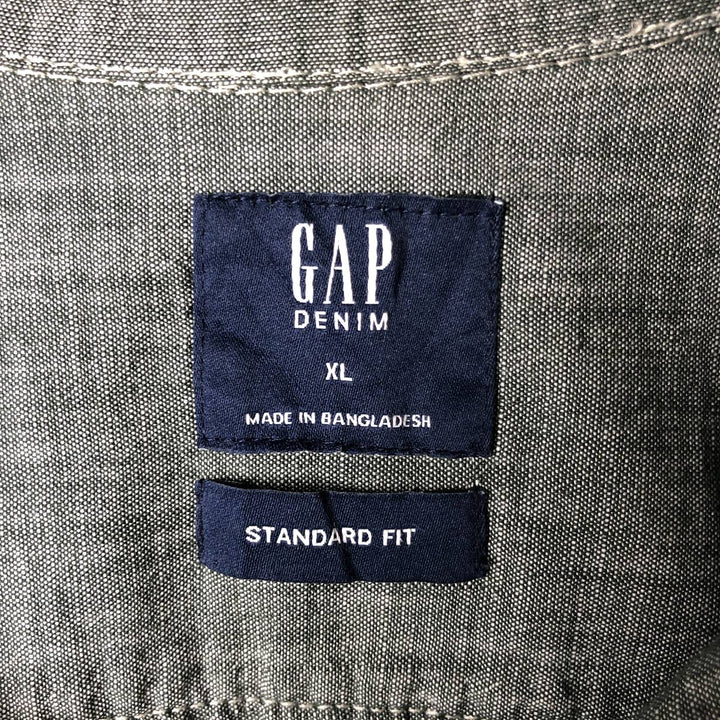 GAP DENIM STANDARD FIT Short-Sleeve Chambray Shirt, Boxy Shirt, Men's Size XL (approx.) cotton gray type Vintage Second Hand