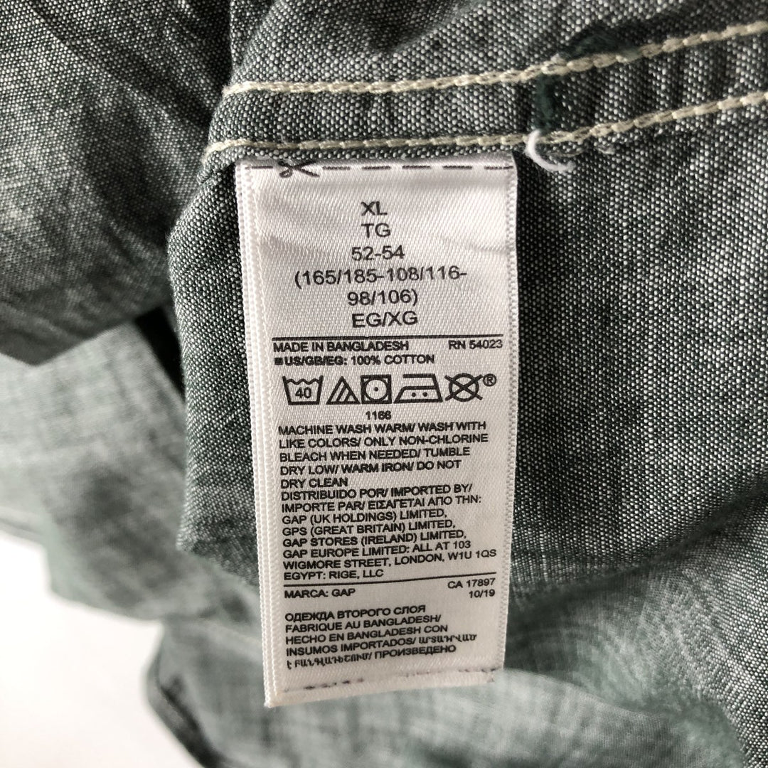 GAP DENIM STANDARD FIT Short-Sleeve Chambray Shirt, Boxy Shirt, Men's Size XL (approx.) cotton gray type Vintage Second Hand